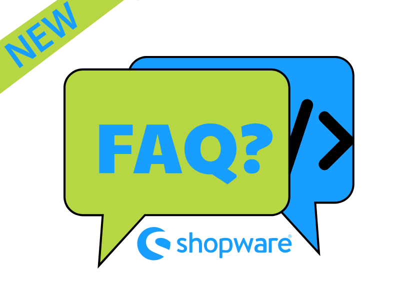 FAQ-Schriftzug inkl. Shopwware-Logo im Bild in Sprecblasen